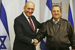 El primer ministres Ehud Olmert i el ministre de Defensa Ehud Barak, ahir el vespre.