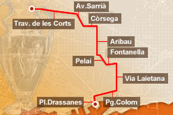Recorregut de la rua de celebraci� del t�tol.