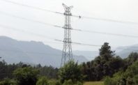 Una de les torres de la MAT, col�locada a la zona de Vilanna (Bescan�).