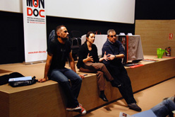 Estruch (esq.), Ulmer i Sanchis presenten Mon·doc a València Estruch (esq.), Ulmer i Sanchis presenten Mon·doc a València