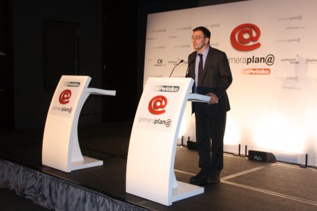 El candidat d'ERC-Rcat-Catalunya Sí, Alfred Bosch, ha participat aquest dilluns en un col·loqui organitzat pel Periódico de Catalunya FOTO: Moldes, Aleix.