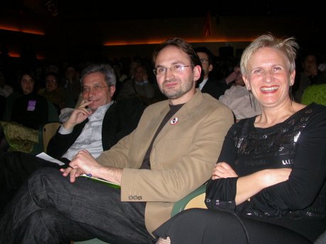 Joan Saura, Joan Herrera i Imma Mayol a l'Auditori de Barcelona, el 10-03-2004 FOTO: ACN / Arxiu.