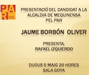 Avui es presenta la candidatura del PAR a Mequinensa