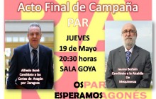 El Candida a les Corts Alfredo Bon�, va visitar Mequinensa per tancar la campanya del PAR.