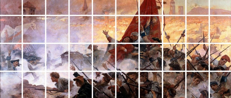 Cinquanta artistes pintaran fragments del quadre 'Onze de Setembre', d'Antoni Estruch